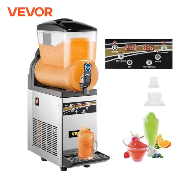 VEVOR 15L Singel Tank Машина для приготовления льда для слякоти Мороженое Снег Смузи Напиток Производитель граниты Нержавеющая сталь для бизнеса Коммерческие 1
