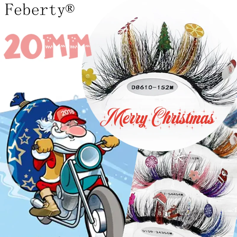 

Glitter lashes With Christmas Full Strip Christmas Party Cosmetics Makeup Charming False colored Eyelashes santa glitter lashes