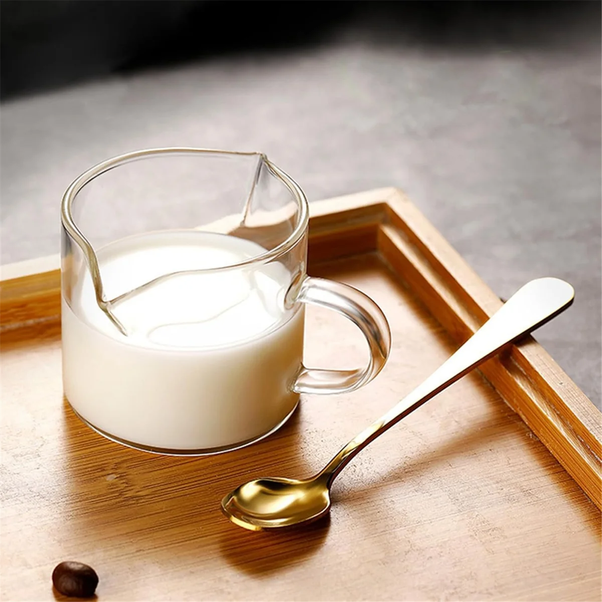 Espresso Cups Set of 2, 4 OZ Double Spouts Cups, Espresso Shot Glasses, Milk Cup with Handle, Clear Glass,