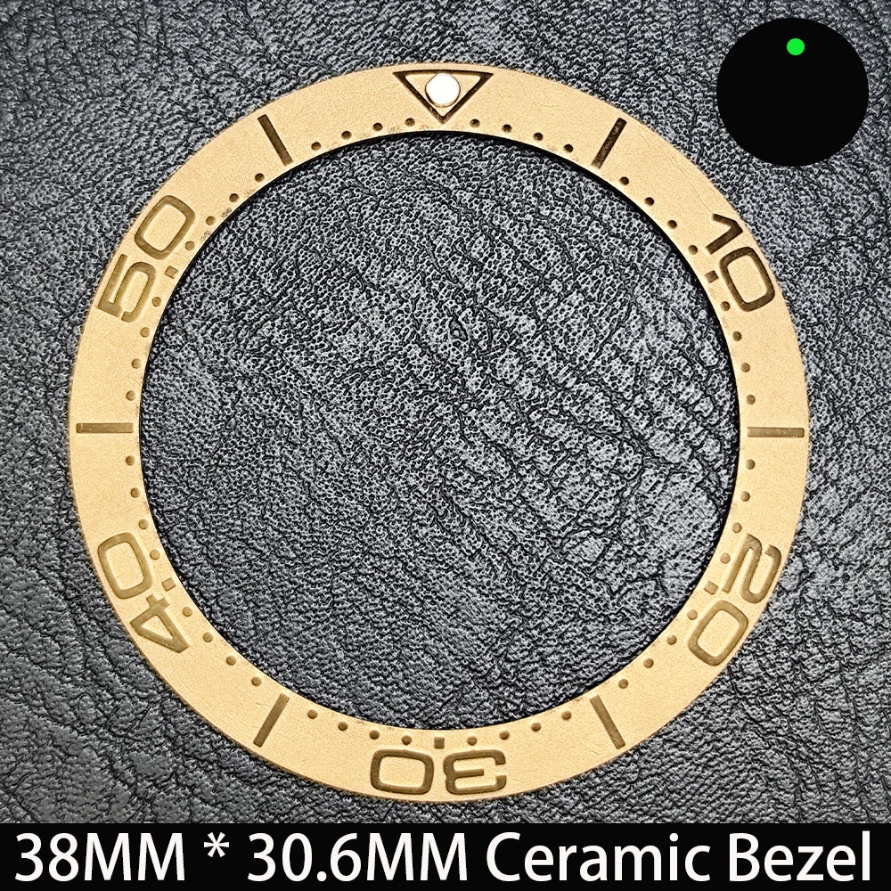 Elegant Blue Luminous Bezel GMT and Diving Watch Insert, Sloping 38mm x 30.6mm Ceramic/Aluminum