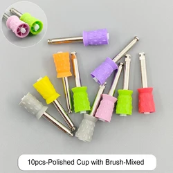Dental Silicone Polishing Heads for Low-Speed Polishing Tools - Teeth Polisher for Dentistry Lab (12 or 10 Pack) (Cup with brush-10pcs)