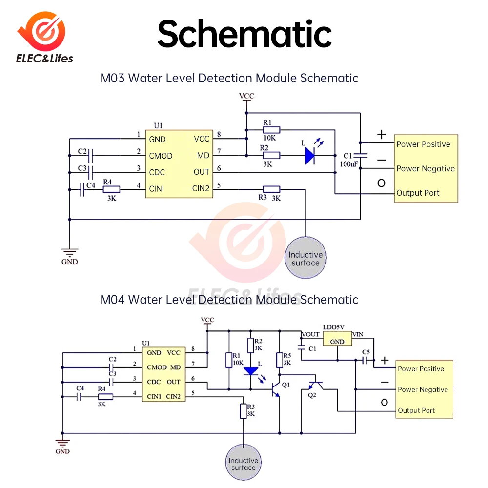 DC 3.3-5V/DC 3.3-26V non-contact liquid level touch switch liquid sensor water level detection module sensor