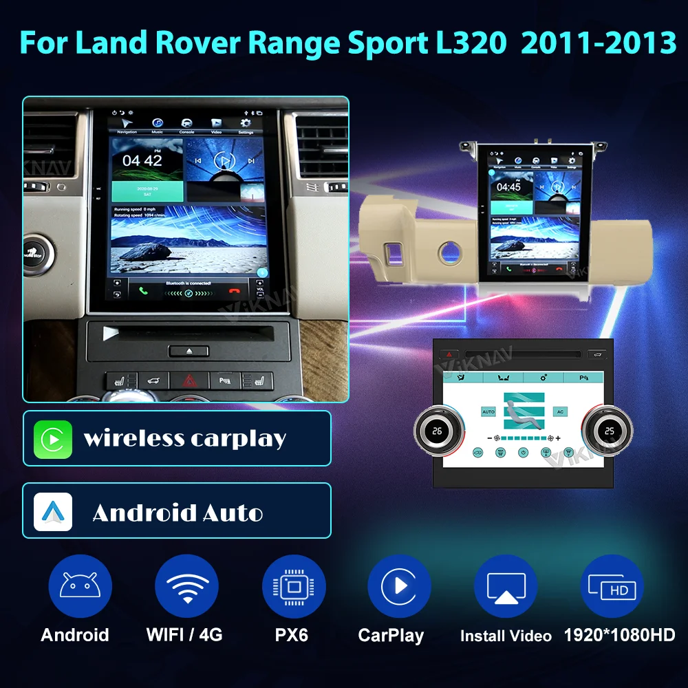 

Автомобильный радиоприемник Android для Land Rover Range Sport L320 2011-2013, управление кондиционированием воздуха, экран 10,4 дюйма переменного тока, типоразмер 2DIN