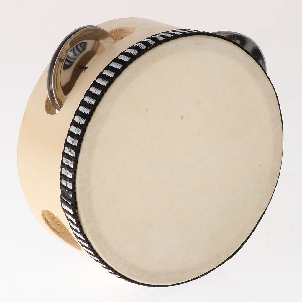 4/6inch Hand Held Wooden Tambourine Percussion Drum Kids Musical Children Percussion Instrument Educational Toys hand tambourine