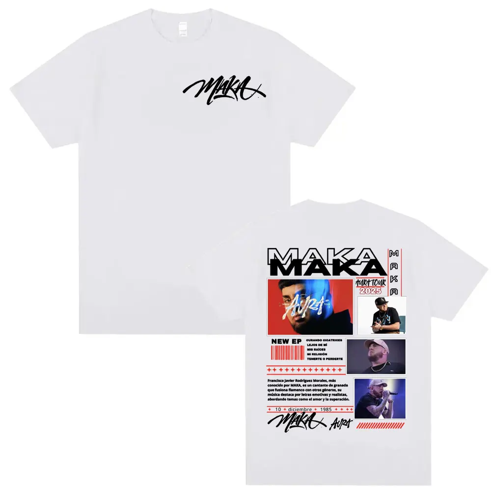 Rapper Maka Aura Tour Album 2025 T Shirts for Men Women Vintage Style Harajuku Street T-shirt Casual High Quality Cotton T Shirt 3