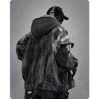 Unisex High Street Functional Cargo Jacket Techwear Fake two-piece Tactical Windbreaker Coats Streetwear Men's clothing Oversize 2