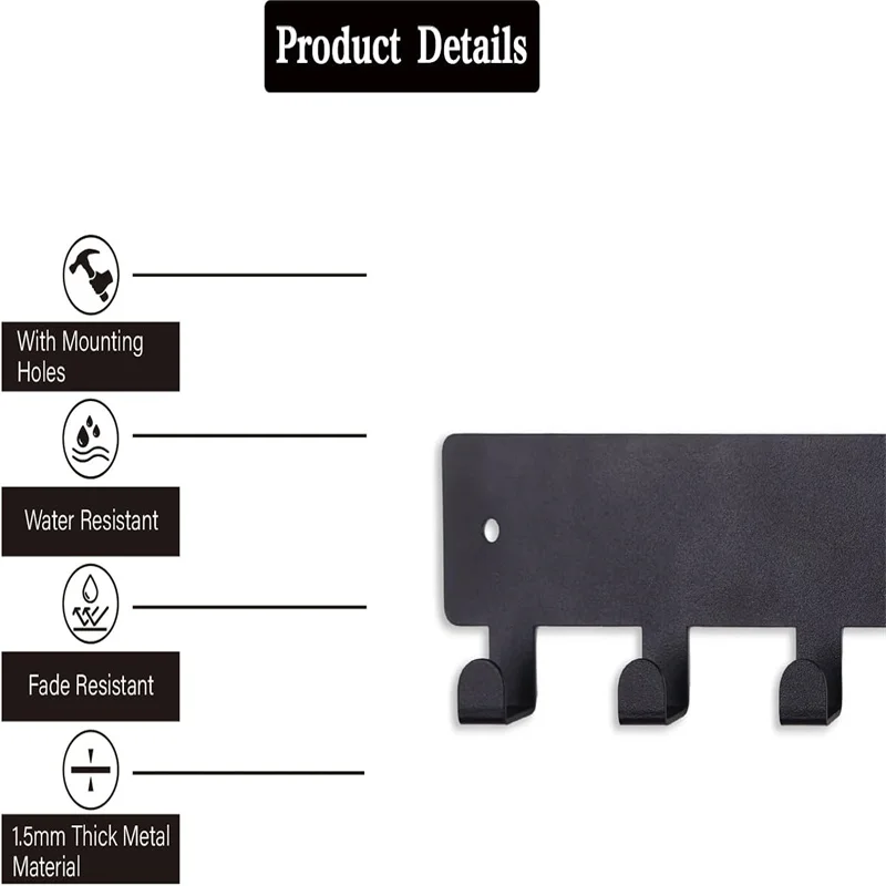 simple Metal key holder home wall hooks organizer door entryway hallway kitchen wall bedroom decor rack with 9 hook 4