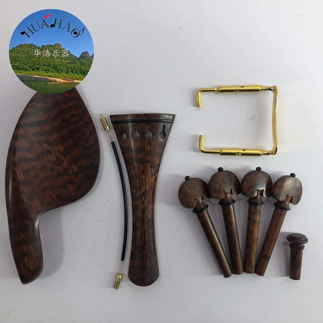 

A set of Snakewood Full size Fine Electric Violin Parts & Accessories 4/4 Violin Peg chin rest Tailpiece Turning Pegs Endpin