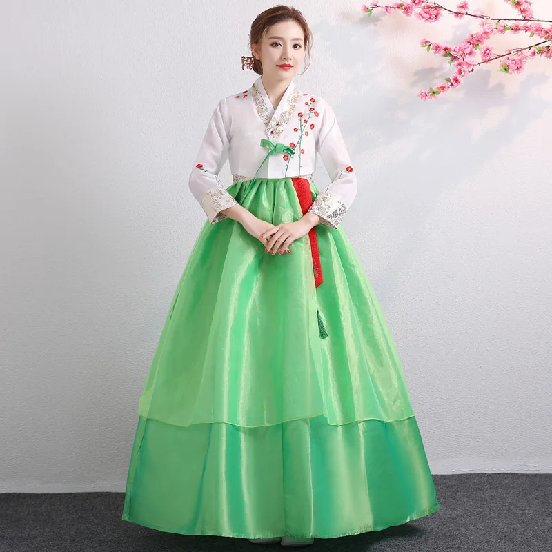 

Traditional Korean Hanbok Women Clothing Embroidered Court Dress National Stage Dance Performs Asian Clothes Dance Costumes
