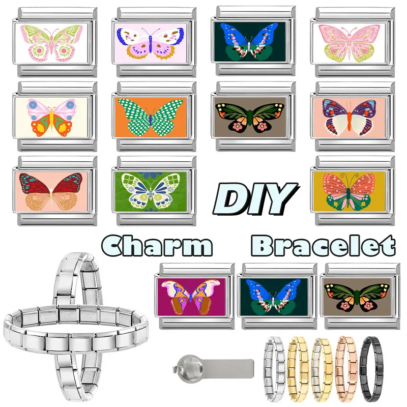Butterfly Flower Series Charm Links Bracelet