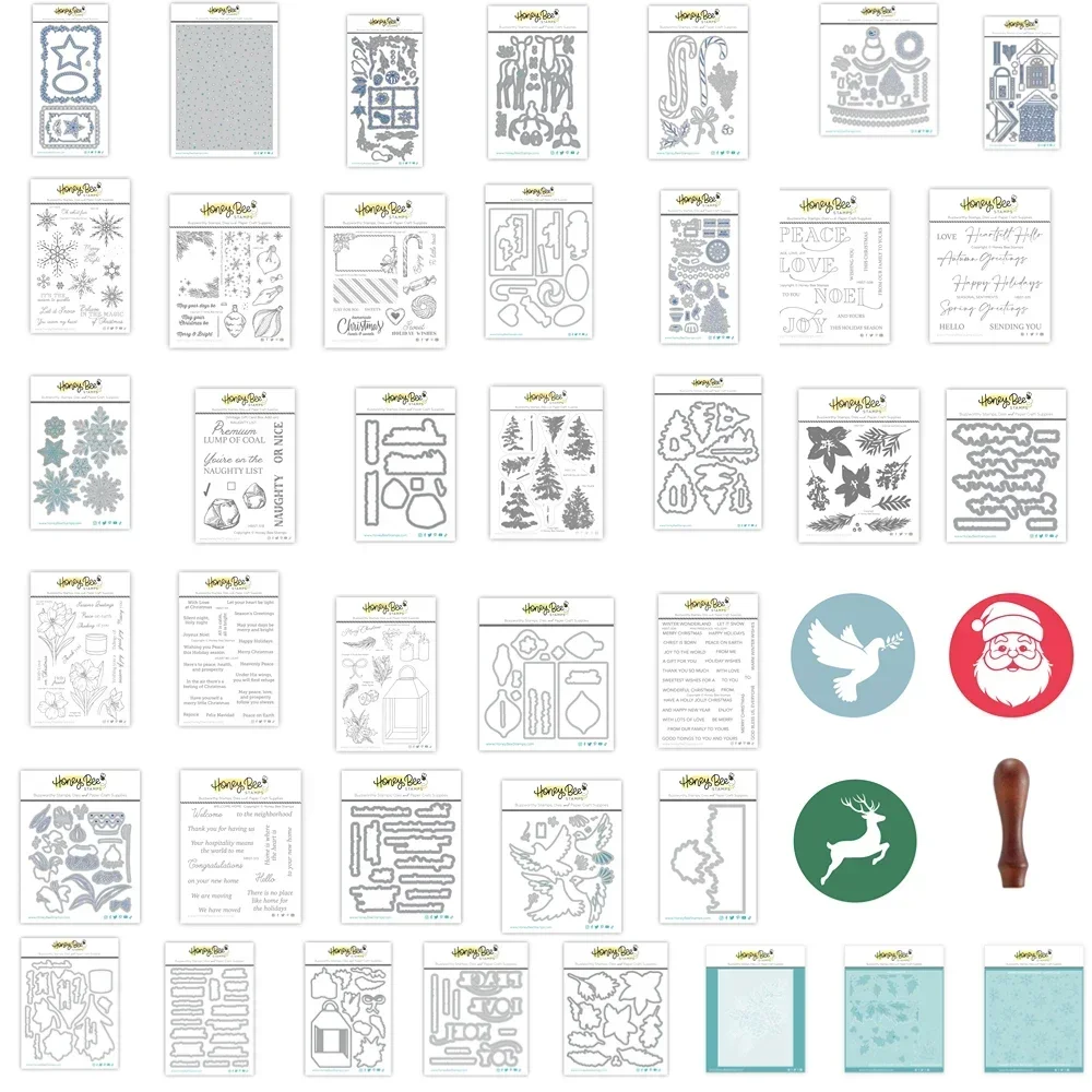 Description Picture 2 of itemhoneybee stamps Holiday Wishes Metal Cutting Die And Stamps Scrapbooking Background DIY Decoration Craft Embossing Stencil