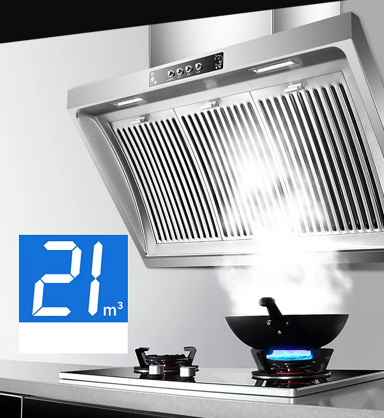 New Household Exhaust Hood 304 Stainless Steel Range Hood Household Kitchen Extractor 900mm Side Suction