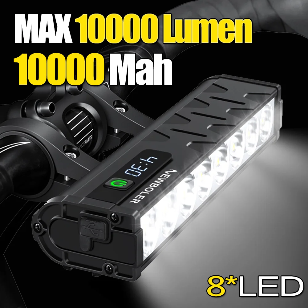 Luz De Bicicleta De 10000mAh, 12LEDs, Indicador De Batería Digital Tipo C, Juego De Luc De Bicicleta Recargabl Por USB Con Linterna De 3 Soport - AliExprs 18
