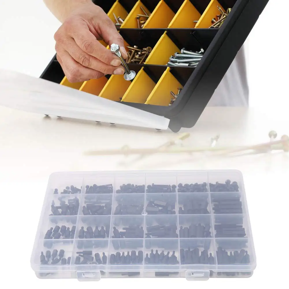 M2/M2.5/M3 Nylon Male-Female Hex Standoff Spacer Screw Nut Assortment Kit Thermal Insulation Corrosion Resistant 360Pcs