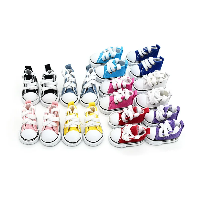 1/6 BJD Doll Shoes Handmade 5 CM Shoes for Dolls Mini Canvas Shoelace Doll Play House Dress Up Accessories Children Toys Gift 3