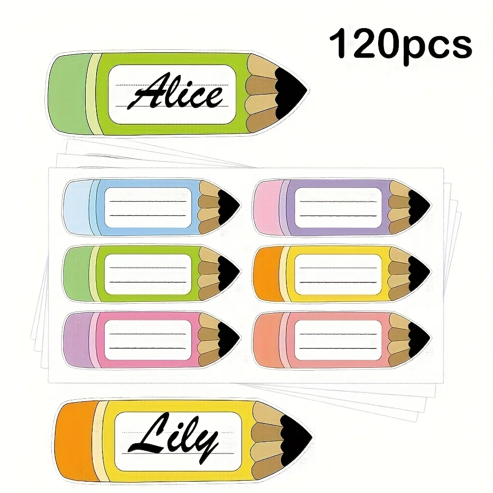 120 יחידות תגיות עפרון לבית הספר - תוויות כיתה, קישוטי לוח דפים, צלחות תלמידים למורים, משרדים ומסיבות