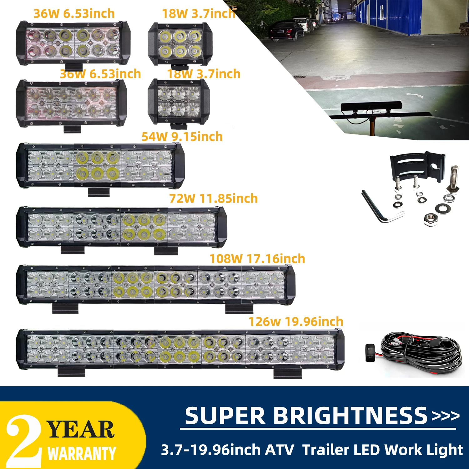 4-22In 18W-144W Doppia Fila 7D Led Light Work Bar Atv Led Bar Combo Led Light Pods Per Utv Moto Truck Suv 4X4 Offroad 4Wd 12V 24V
