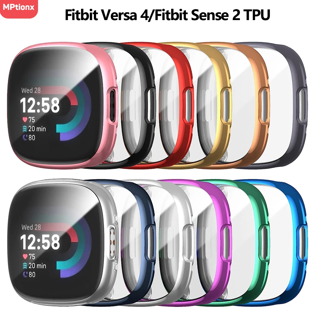 Pellicola Salvaschermo Per Custodia Fitbit Versa 4/Sense 2, Custodia Protettiva Per Paraurti Placcata In Tpu Completamente Morbida Per Fitbit Sense 2/