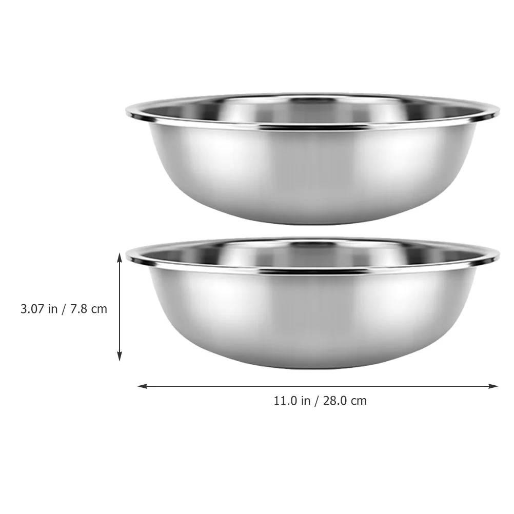 

Stainless Steel Mixing Bowl 2Pcs Metal Meal Prep Bowls Salad Soup Bowls Vegetable Washing Basin Food Storage Organizers For