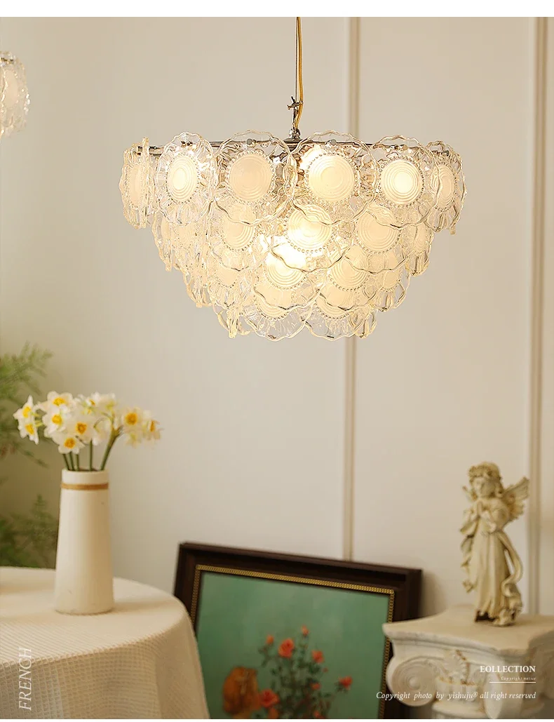 

French Entry Lux Crystal Glass Living Room Chandelier Cream Style Dining Room High Sense Bedroom Lamps