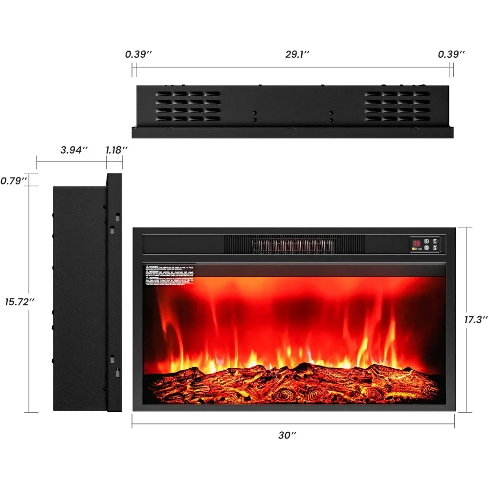 70'' Fireplace TV Stand for TVs Up to 80 Inch,White TV Stand with 30"Fireplace & LED Lights,with Storage Drawers for Living Room 6