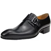 Mens Formal Male Shoe Side Buckle Leather Shoes Pointed Toe Bullock Carving classic style Classic gentleman Formal wear Pointed 2
