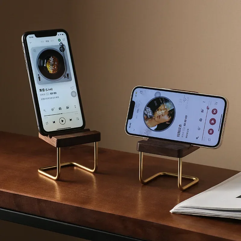 Black Walnut Creative Phone Stand Small Stool Solid Wood Internet Red Chair Flat Card Seat Desktop Decoration Wooden Lazy Man 3