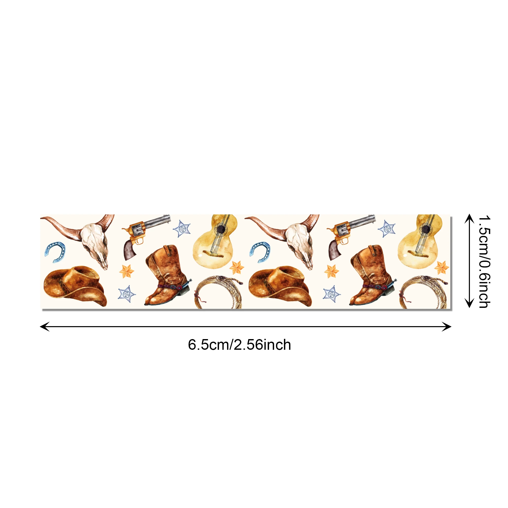 12 Rolls Western Cowboy Themed Washi Tape Set,Decorative Paper Stickers,DIY Craft Tape for Gift Wrapping, Scrapbooking 5