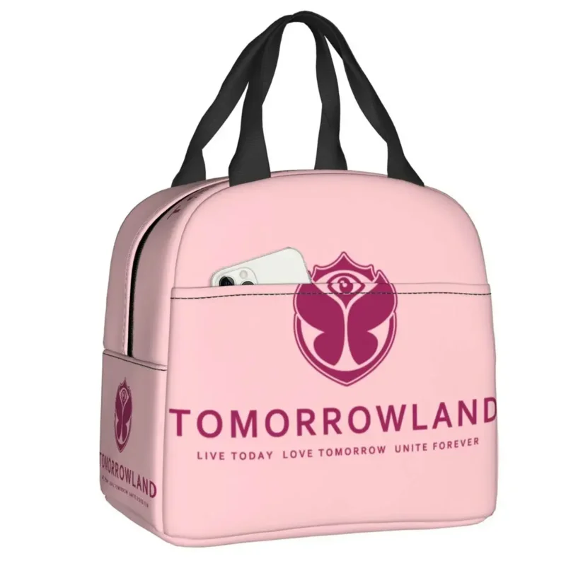 

Tomorrowland Thermal Insulated Lunch Bags Women Belgian Music Festival Reusable Lunch Container for Outdoor Picnic Food Tote Box