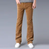 2023 Men's Autumn Spring Corduroy Boot Cut Pants Male Mid Waist Business Casual Flares Trousers 27-38 1