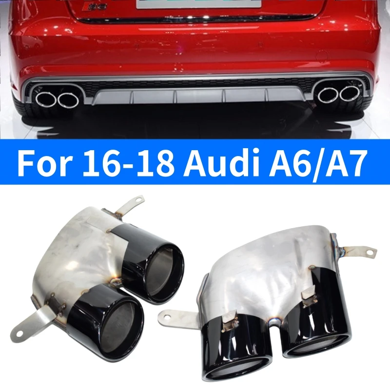 Exhaust pipe modification four-outlet tailpipe stainless steel tip muffler nozzle For 16 17 18 Audi A6 A7 S6 S7 model