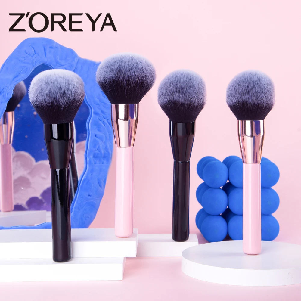 ZOREYA 핑크 전문 파우더 파운데이션 메이크업 브러시, 대형 블러쉬, 블랙..