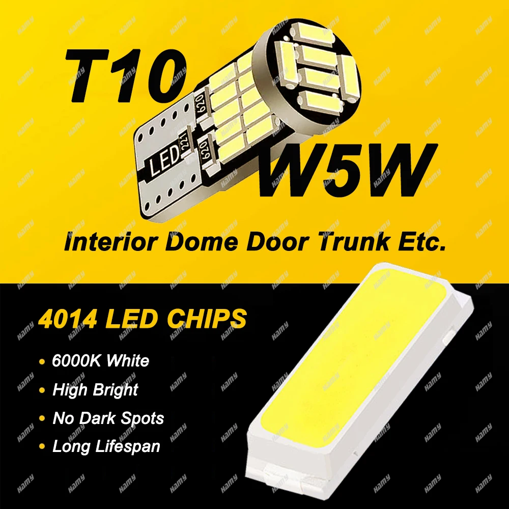 10/40 PCS T10 W5W LED  Canbus 12V 4014-26SMD 6500K  ڵ ׸  Ʈũ ȣ    400LM