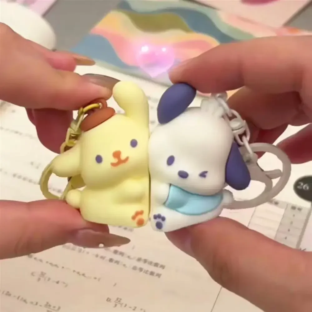Sanrio Pochacco PomPomPurin Magnetic Keychain Creative Cartoon My Melody Kuromi Couple Cute Pendant Backpack Decoration Gifts 2