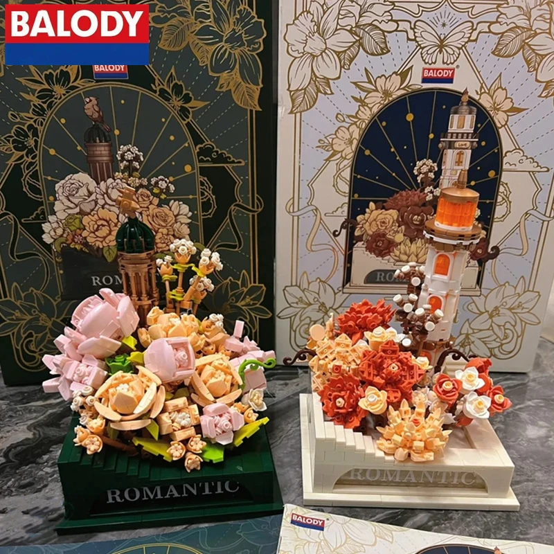 Balody San Valentino Building Block Regalo Loving Mark Series Giocattolo Per Fidanzata Kawaii Flower Model Swan Piano Figure Ornament