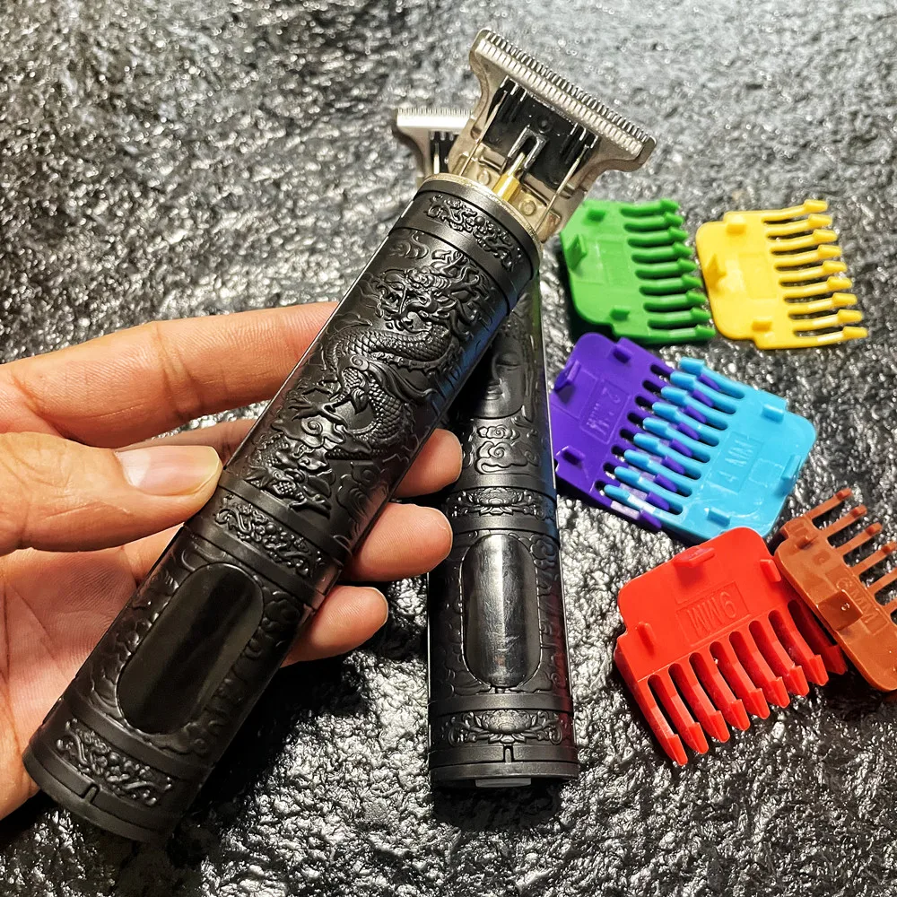T9 블랙 바디 미용사, 다양한 크기의 빗, 1.5mm-9mm 대용량 배터리 선물, 드래곤 및 피닉스 부처님