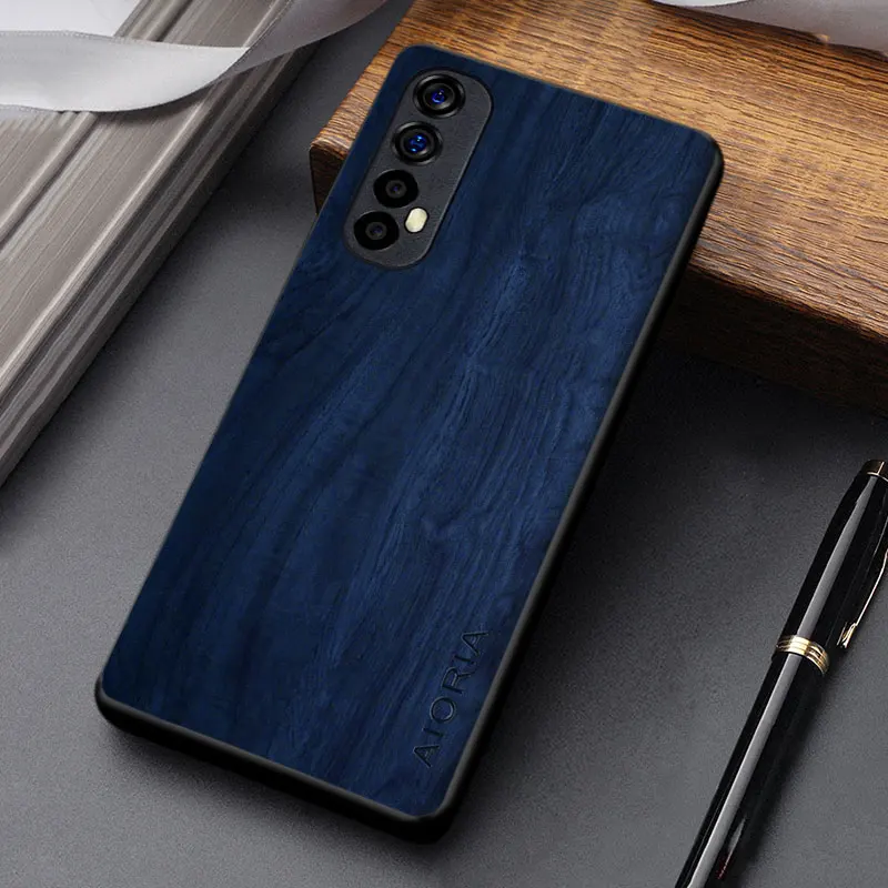 Durable Lightweight Wooden Pattern PU Leather Phone Case – Simple Design Cover