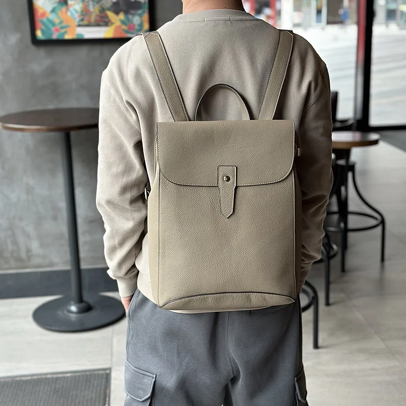 Leather Backpack Women 2023 Fashion Soft Cowhide Bag All Commute Casual Women Backpack 14inch Laptop