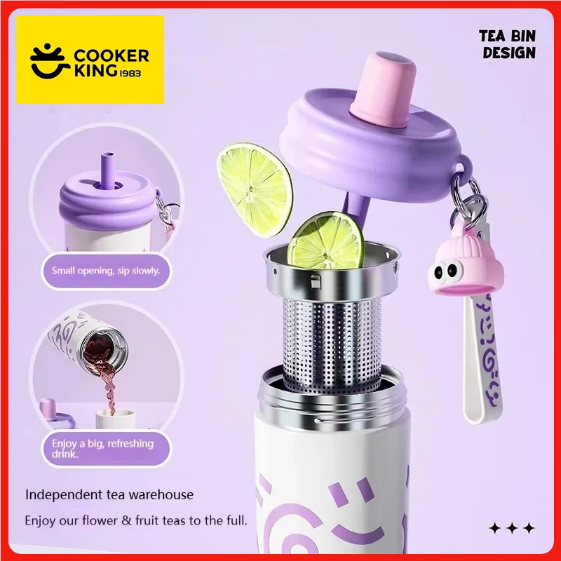 COOKER KinG Thermal Straw Cup Stainless Steel Thermos Water Bottles Tumbler Keep Cold and Hot Travel Mug Home Office Drinkware