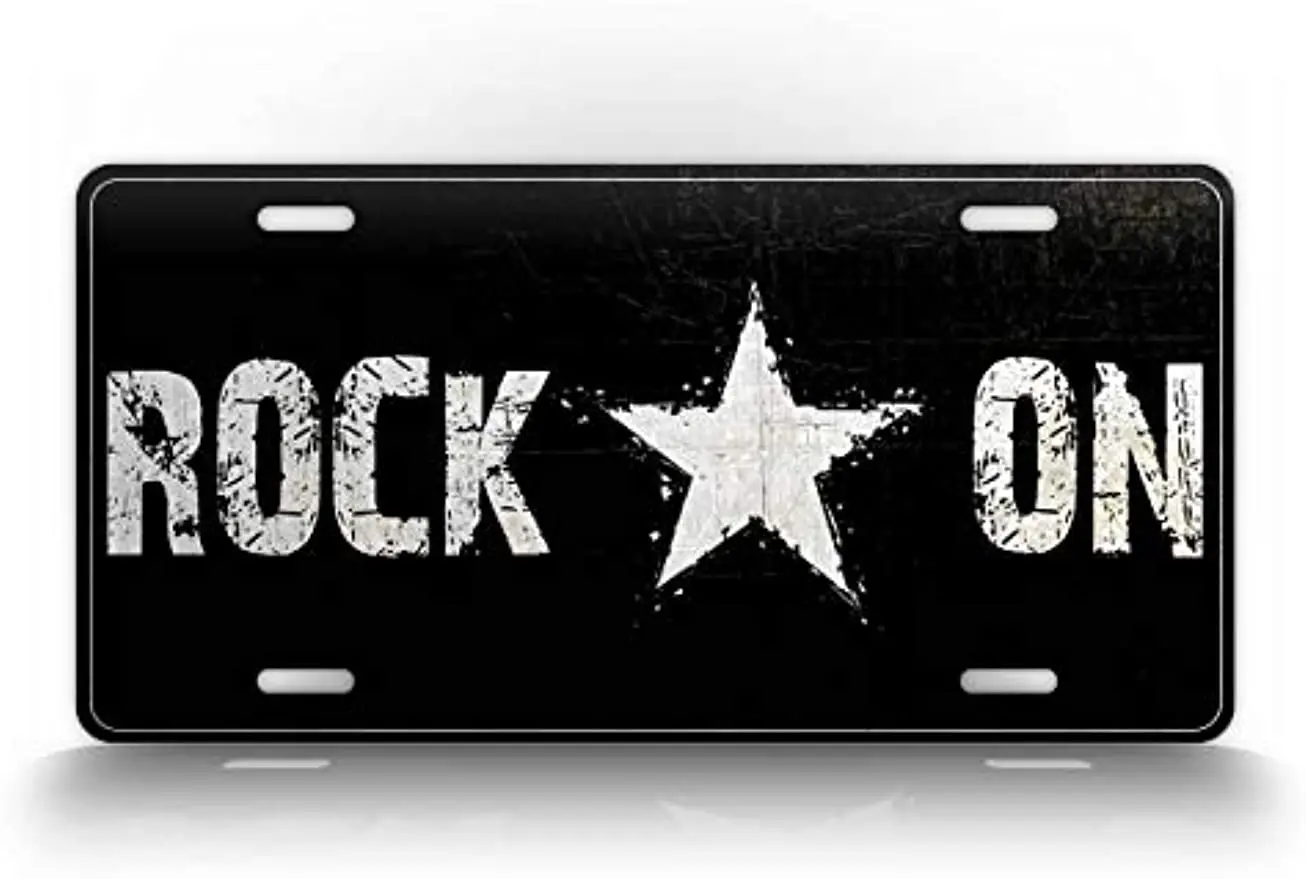 

SignsAndTagsOnline Customized Rockstar Styled License Plate Textured Rock on Auto Tag-Wall Decoration Metal Wall Sign