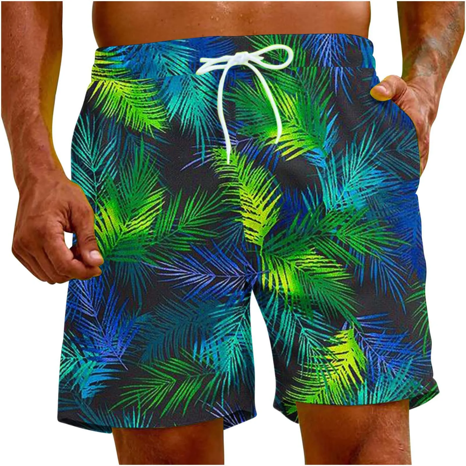 Mens Hawaiian Beach Shorts Coconut Tree Print