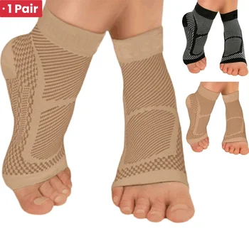1Pair Sports Ankle Support Brace Compression Sleeve Plantar Fasciitis Sock for Achilles Tendonitis Joint Pain Swelling Heel Spur 1