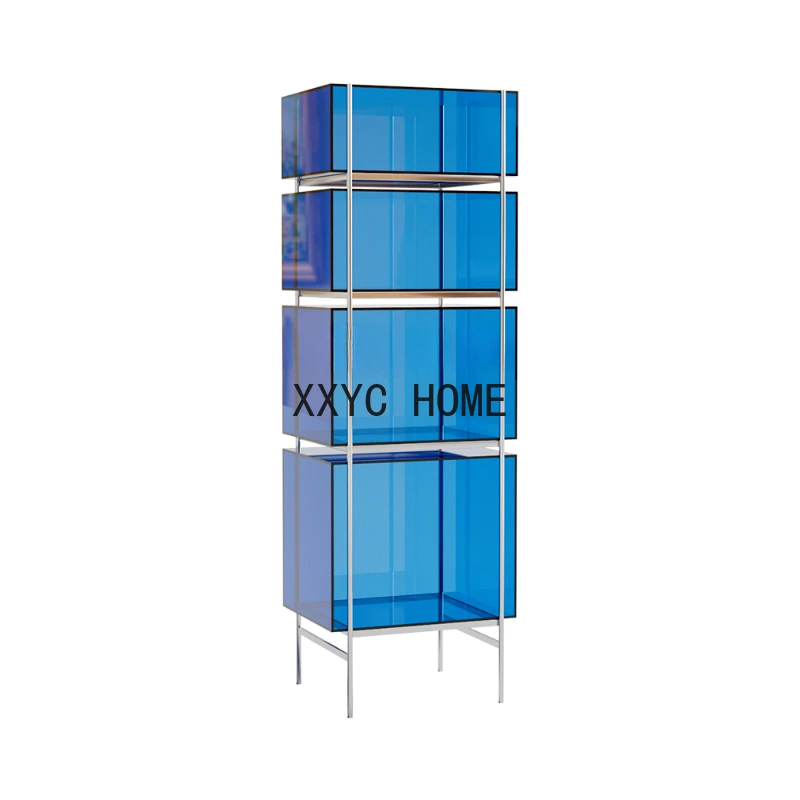 

Customized Minimalist Acrylic Shelf Stainless Steel Open Storage Bookcase Household Multi-Layer Floor Hand Office Display Shelf