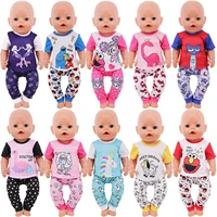 Doll Clothes For 18inch American Doll&43Cm Reborn Doll Cute Cute Cartoon Home Suit Doll Accessories Our Generation Girl's Toys 2