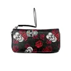 Wallet Color Rose Skull Long Wallet, Retro Skull Print Women's Clutch, Zipper Position Randomly 1