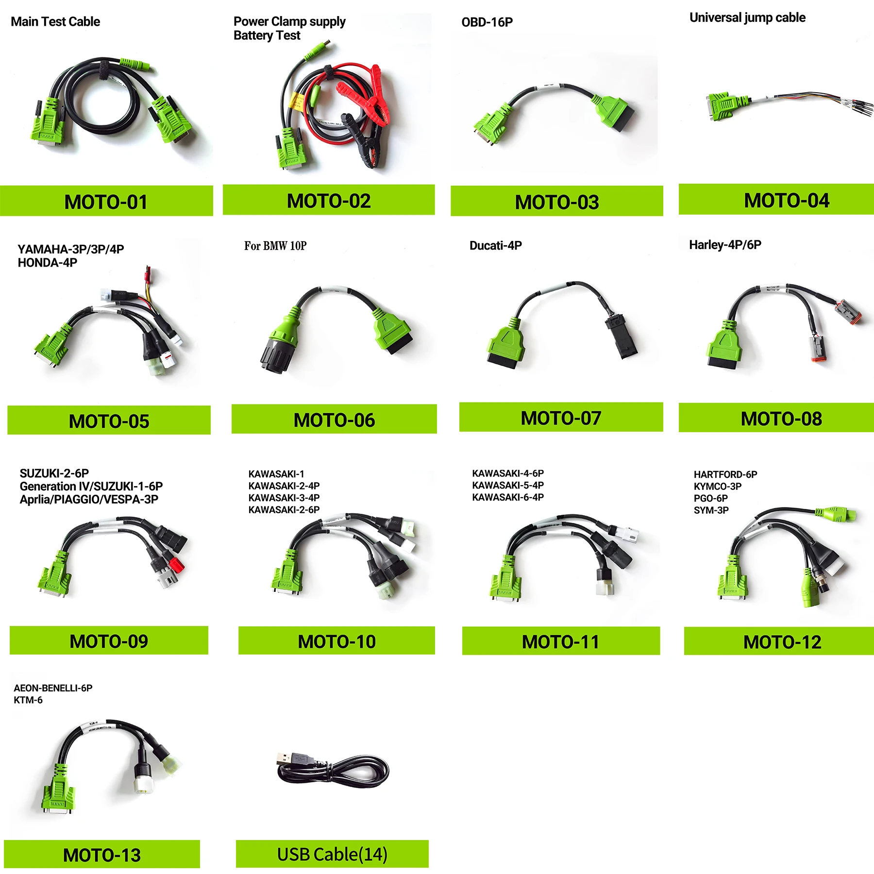 Cavo Adattatore Scanner Obd2 Diagnostica Moto Per Bmw 10P Per Ducati 4P Kawasaki-2/4P Suzuki-2/6P Per Connettore Harley-4P/6P