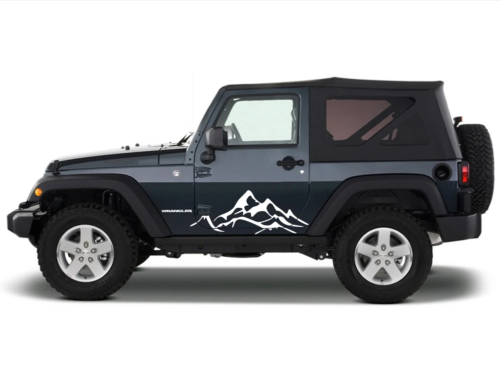 Für Jeep Wrangler JK JL TJ YJ 2 Stück Autotür Seiten aufkleber Berggipfel Grafiken Autozubehör Vinyl Film Dekor Aufkleber – Detail 1