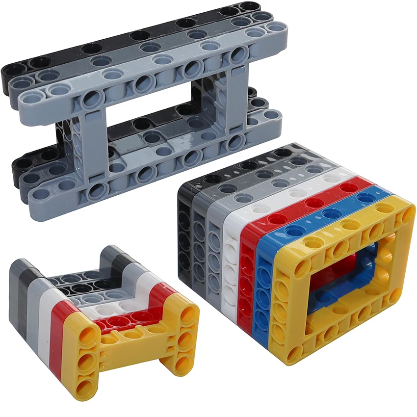 MOC Technische Teile Liftarm Modifizierter Rahmen Dicker 5x11 5x7 Strahl 64178 64179 H-Form Dicker 3x5 14720 DIY Bausteine Ziegel