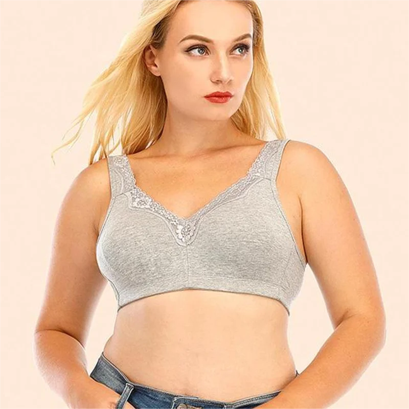 Plus Size Cotton Bra Full Coverage Large Cup Seamless Wireless Ultrathin Women Bras Ultrathin