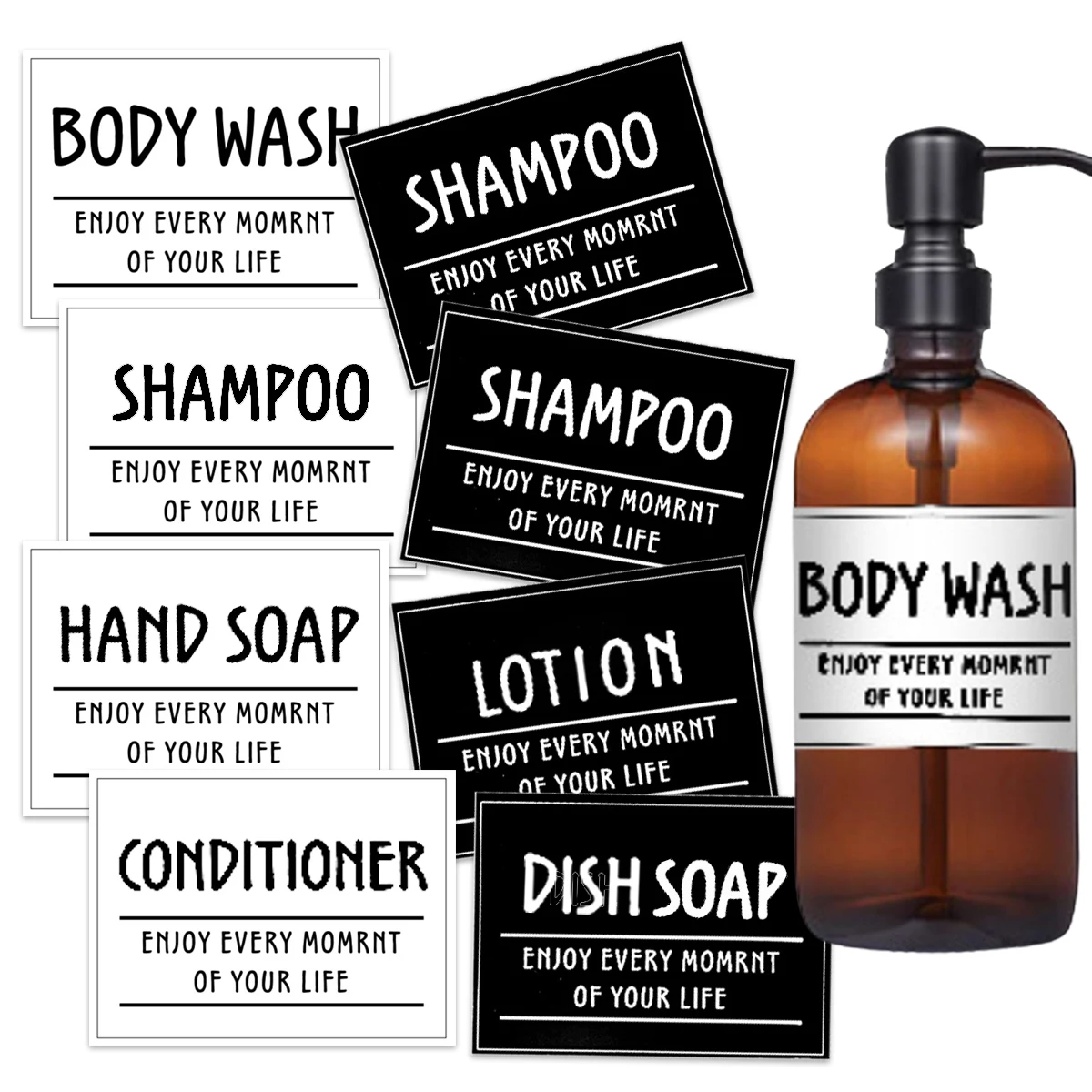 Bathroom Labels Sticker Set Bathroom Waterproof Labels Set Shampoo Shower Body Wash Dispenser Stickers Lotion Bottle Labels